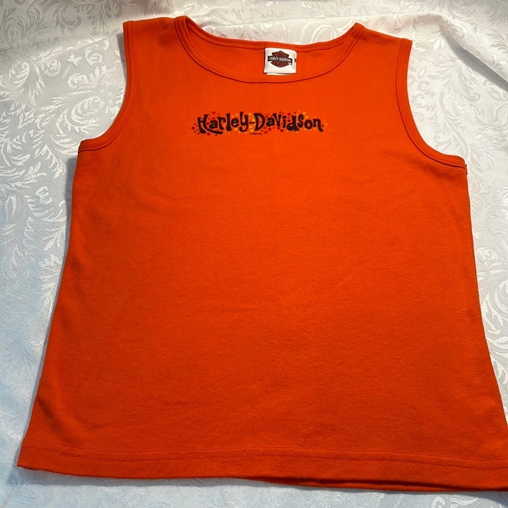 Harley Davidson Women’s Orange Tank Top  -Sz Medium
